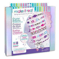 Make It Real - Crystal Dreams: Spellbinding Jewelry & Gems - DIY Charm Bracelet Making Kit - Friendship Bracelet Kit with Beads, Charms & Cord - Arts & Crafts Bead Kit for Girls - Makes 8 Bracelets