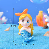 Miniature Mermaid Figurines, 4 Pcs Mermaid Doll Cake Toppers, Mermaid Figure Collection Playset, Fairy Garden Miniature Moss Landscape DIY Terrarium Crafts Ornament, Birthday Cake Decoration