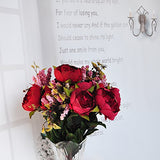 cn-Knight Artificial Silk Peony Bouquet 7PCS Flowers Per Brunch,Fake Real-Touch Arrangement for