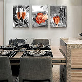 Family Wall Decor For Kitchen Canvas Wall Art For Dining Room Modern Wall Decorations For Restaurant Bedroom Canvas Art Wine Glass Hang Pictures Artwork Black And White Painting Home Decor 3 Pieces