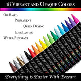 Paint Pens for Rock Painting, Wood, Ceramic, Glass, Metal, and More - 18 Vibrant Medium Tip Oil Paint Marker Pens - Quick Dry, Water Resistant - Works on Almost All Surfaces