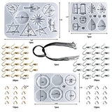 ZQYJJ 72Pcs Resin Jewelry Molds, 3Pcs Resin Earring Mold with Hanging Hole, with Black Waxed Necklace Cord, Earring Hooks, Jump Rings, DIY Jewelry Resin Casting Molds for Pendant, Earrings, Necklace