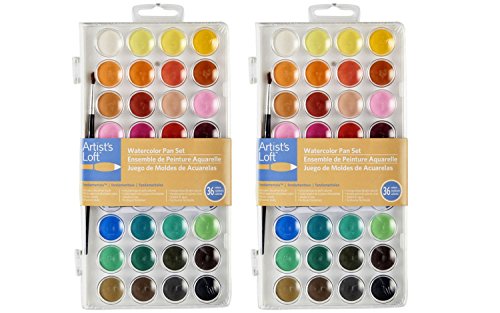 Artists Loft ZdbnZ Fundamentals Watercolor Pan Set, 36 Colors (2 Pack)