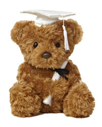 Aurora World Plush Graduation Bear, White Cap, 8.5"