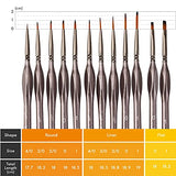 VUDECO 12pcs Brown Miniature Paint Brushes Oil Detail Paint Brushes Painting Miniature Small Acrylic Paint by Numbers Brushes Plastic Model Micro Thin Tiny Paint Brushes Set Adults Artist