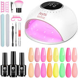 Joytii Gel Nail Polish Kit with UV Light, 82W UV Light for Nails,8 Spring Colors Gel Nail Polish Set for Women with 3 Base Coat Glossy & Matte Gel Top Coat, Tools Set with 3 Timer Setting