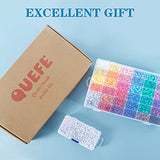 Quefe 3850pcs Pony Beads Kit, Including 3060pcs Rainbow Opaque Beads and 790pcs Letter Beads, 36 Colors 10 Pendants and 3 Rolls Crystal String for Bracelets Jewelry Necklace Making Christmas Crafts