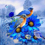 MXJSUA DIY 5D Special Shape Diamond Painting by Number Kit Crystal Rhinestone Round Drill Picture Art Craft Home Wall Decor 12x12In Blue Flower Blue Bird