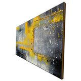 Large Abstract Yellow Gray Canvas Artwork Handmade 3D Textured Linen Wall Art Picture Framed Oil Painting Ready to Hang 60x30inch