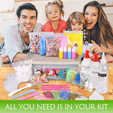 DIY Unicorn Slime Kit for Girls Boys - 2 in 1 Slime Supplies [53 Pieces Set in One Box] Make Your Own Clear Slime, Fluffy Cloud, Glitter and Foam Slime Age 6+ year old Girl Gifts Kids Art Craft