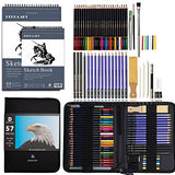 DEHUA ART 57 Pieces Colored Pencils and Sketch Set with A4 Sketch Pad Professional Drawing and Sketching Pencil Set with Portable Case and Delicate Package Sketch Pencils Drawing Art Tool Kit