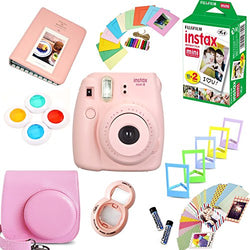 Fujifilm Instax Mini 8 Film Camera (Pink) + Instax Mini Film (20 Shots) + Protective Camera Case