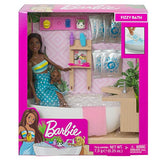 Barbie Fizzy Bath Doll and Playset, Brunette, with Tub, Fizzy Powder, Puppy and More, Gift for Kids 3 to 7 Years Old