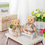 12 Pieces Stuffed Animals Plush Bears, Mini Couple Bear with Burlap Clothes Little Bear Plush Stuffed Animal Toys for Birthday Wedding Decorations Christmas Party Favors Supplies (Coffee Plaid Style)