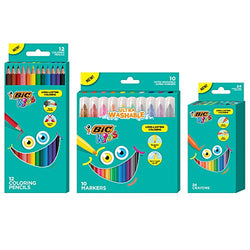 BIC Kids Coloring Combo Pack with Coloring Jumbo Markers, Pencils and Crayons, Assorted Colors, 46-Count