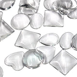 100 pcs Glass Dome Cabochons Clear Cabochons Tiles (Round, Oval, Square, Water Drop, Heart-shape)