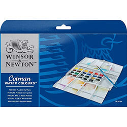 Winsor & Newton Cotman Watercolor Paint, Half Pans, Set of 24, 24 Count