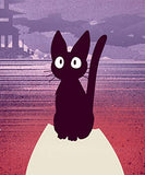 Kiki's Delivery Service Art Print - Studio Ghibli Wall Art 8 x 10 Unframed Japanese Anime Artwork Haku Dragon Print Hayao Miyazaki Wall Hanging Cool Movie Home Decor, Jiji Black Cat Artwork