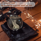 DCOVOR Crystal Ball Music Box, 3D Rotating Crystal Globe with RGB Projection LED Light, Wood Base Luminous USB Charging Musical Box, Best Gift for Birthday Christmas Thanksgiving Mothers Day (CAT)