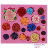 Funshowcase 21 Cavity Roses Collection Fondant Candy Silicone Mold for Sugarcraft Cake