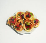 Waffles with fruit, dessert. Dollhouse miniature 1:12