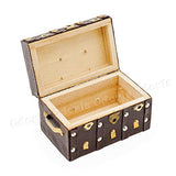 Odoria 1:12 Miniature Vintage Treasure Chest Wooden Case with Leather Cover Dollhouse Decoration Accessories