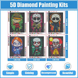 6 Pack Diamond Painting Kits for Adults - Halloween 5D Diamond Art Kits for Adults Kids Beginner,DIY Horror Clown Full Drill Diamond Dots Gem Art Crafts for Home Wall Decor 9.8x13.8inch
