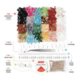 Incraftables 1000pcs Crystal Gemstone Beads for Jewelry Making (24 Colors). Best Natural Stone Chips Kit with Spacer Bead, Silver Wire, Elastic String, Earrings & Organizer for DIY Crafts & Bracelet