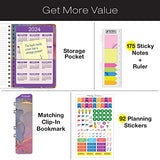 HARDCOVER Academic Year 2023-2024 Planner: (June 2023 Through July 2024) 5.5"x8" Daily Weekly Monthly Planner Yearly Agenda. Bookmark, Pocket Folder and Sticky Note Set (Pink Purple Marble)