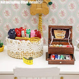 Odoria 1:12 Miniature 3-Tier Vintage Sewing Box Basket Scissor Needle Thread Tools Kit Dollhouse Decoration Accessories