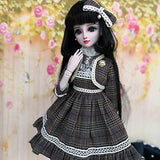 BJD Handmade Doll Autumn and Winter Plaid Skirt Suit for 1/3 BJD Girl Dolls Clothes Accessories