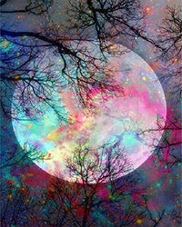 5D Diamond Painting by Number Kit, Bright Moon Full Drill Embroidery Cross Stitch Picture Supplies Arts Craft Wall Sticker Decor 11.8x15.8 inch