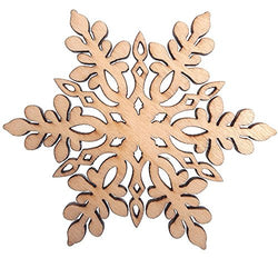 RayLineDo 10pcs Snowflake Hollow Design E Wooden Christmas Ornaments Embellishments with String