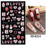 JMEOWIO 3D Embossed Valentines Day Nail Art Stickers Decals Self-Adhesive Pegatinas Uñas 5D Heart Love Nail Supplies Nail Art Design Decoration Accessories 4 Sheets