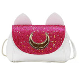 Wellcalmly Moon Luna Cat Purses Pu Leather Gothic Purse Cosplay Moon Sailor Bag Handbags Shoulder Bags (RED)