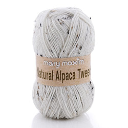 Mary Maxim Natural Alpaca Tweed Yarn - 4 Medium Worsted Weight Yarn for Knit & Crochet Projects - 77% Acrylic, 20% Alpaca, 3% Viscose - 4 Ply - 262 Yards (Raw Cotton)