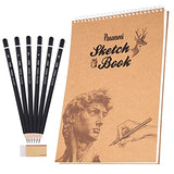 Panamoni Sketch Book, 9×12 inches Sketch Pad, 6 PCS Sketch Pencils and Eraser Included.