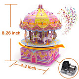 3D Puzzles 8.26" DIY 8-Horse Carousel Music Box for Girls, Puzzles for Kids, STEM Musical Toys, for