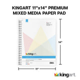 KINGART Mixed Media Paper Pad, Heavyweight, Fine Texture, Perforated, Side Wire Bound, 98 LBS. (160G), 11" X 14", 60 Sheets