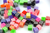 RayLineDo One Pack of 100Pcs Mixed Bright Candy Color Cube Sugar Shape White Stripes Crafting