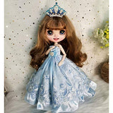 XSHION 3 Pcs 1/6 BJD Doll Clothes Set with Crown Headwear, Ball Jointed Doll Dress Clothes Costume Outfit Set for 1/6 BJD Doll, Big Eye Doll, Blythe Doll Clothes Dress Up Accessories- NO Doll