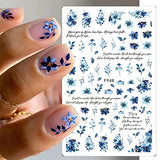9 Sheets Flower Nail Art Stickers Spring Nail Stickers 3D Self-Adhesive Daisy Nail Decals Colorful Floral Spring Design Nail Art Supplies for Women Girls Acrylic Nails Decorations Salon Accessories