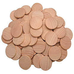 AxeSickle 1.5 inch Natural Wood Slices Unfinished Round Wood Coins for Arts & Crafts Projects, Board Game Pieces, Ornaments, 50 per Pack.
