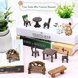 9 Pieces Miniature Table and Chairs Set Fairy Garden Furniture Ornaments Mini Decorative Resin Floral Table Chair Micro Landscape Decoration for Landscape Garden Decoration Accessories Supplies