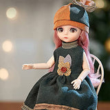 QIANHUI 12 Inch Movable Joints BJD Doll/Clothes 30cm 1/6 Makeup Dress Up Cute Long Hair Dolls with Fashion Dress for Girls Toys (Capricom)