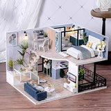 CUTEBEE DIY Dollhouse Miniature with Furniture, DIY Wooden Dollhouse Kit Plus Dust Proof and Music Movement, Creative Room for Valentine's Day Gift Idea(Cozy Time)