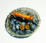 Plums, plums in a colander, fruit. Dollhouse miniature 1:12