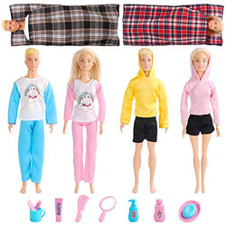 SOTOGO 23 Pieces Doll Clothes and Accessories for 11.5 Inch Girl Boy Doll Good Sleeping Playset Include 2 Pieces Sleeping Bag, 4 Sets Doll Pajamas Doll Sportswear and 13 Pieces Doll Washing Toys