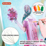 48 Pack Acrylic Paint Set, Shuttle Art 30 Colors Acrylic Paint (36ml) with 10 Brushes 5 Canvas 1 Paint Knife 1 Palette 1 Sponge, Complete Set for Kids, Adults Painting on Canvas Rocks Wood Ceramic