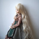 BJD Wig for 1/3 BJD Doll Heat Resistant Synthetic Fiber Light Blonde Long Loose Wavy Hair with Full Fringe Hair Wig for 1/3 1/4 1/6 BJD SD Doll